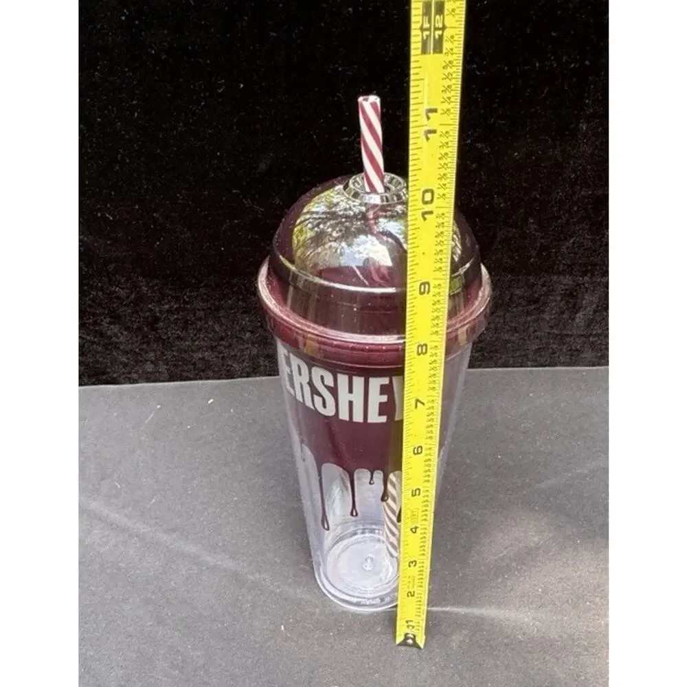 New Vintage Hersheys Plastic Travel Tumbler Lid & Straw Theme Park Hershey Store